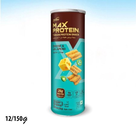 شيبس ماكس بنكهة جبنة الهلابينو 26% بروتين غني بالألياف بدون زيت النخيل 150 غم