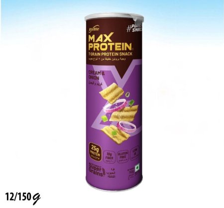 شيبس ماكس بنكهة الكريمة والبصل 26% بروتين غني بالألياف بدون زيت النخيل 150 غم