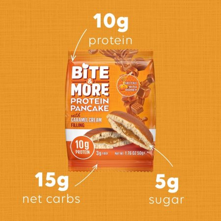 بان كيك بروتين Bite&More بنكهة الكراميل بدون سكر