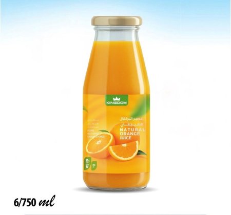 عصير البرتقال الطبيعي النقي بدون سكر 750 مل