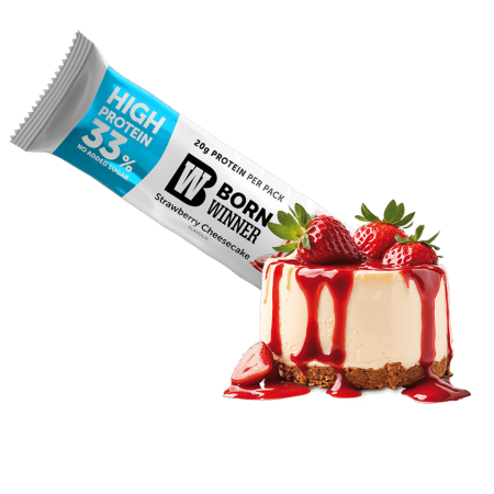 بروتين بار بورن وينر 20 غم بروتين بنكهة التشيز كيك والفراولة بدون سكر 60 غم