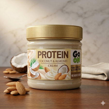 زبدة رقائق جوز الهند واللوز المحمص 21% بروتين بدون سكر خالي من زيت النخيل 180 غم