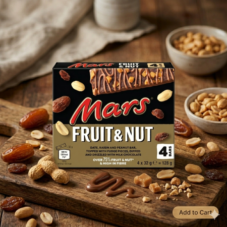 مارس فروت آند نوت - لوح شوكولاتة بالكراميل والفواكه والمكسرات (4 قطع × 32 جم)