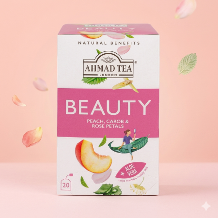 شاي "الجمال" بنكهة الخوخ والخروب وبتلات الورد - أحمد تي Ahmad Tea