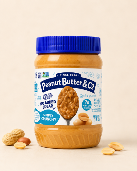 زبدة الفول السوداني المقرمشة بدون سكر مضاف من Peanut Butter & Co – 454 غم
