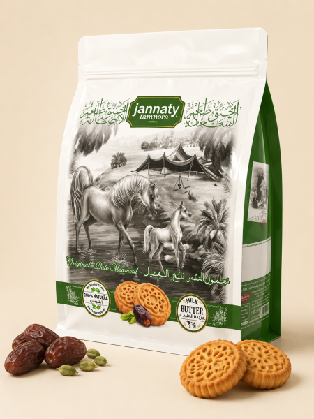معمول التمر الأصيل بالهال بدون سكر من جنتي تمور (Jannaty Tamnora) 400غم