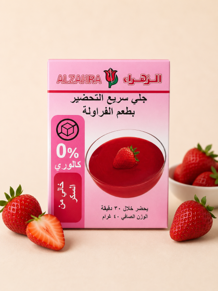 جلي بنكهة الفراولة خالي من السكر الزهراء
