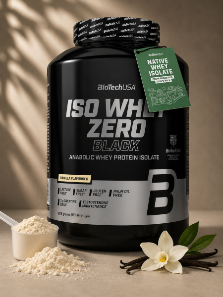 آيزو واي زيرو بلاك – بروتين واي أيزوليت مع كرياتين ISO Whey Black من BioTechUSA – 1816 جم (فانيلا)