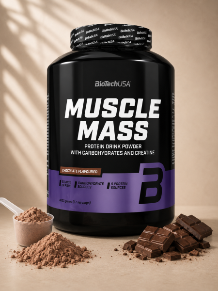 ماسل ماس Muscle Mass – مسحوق بروتين لزيادة الكتلة العضلية من BioTechUSA – 4000 جم (شوكولاتة)