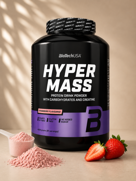 هايبر ماس Huper mass – مسحوق بروتين لزيادة الكتلة العضلية من BioTechUSA – 4000جم (فراولة)