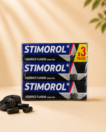 حلوى عرق السوس الخالية من السكر من Stimorol – نكهة عرق السوس – 3 عبوات