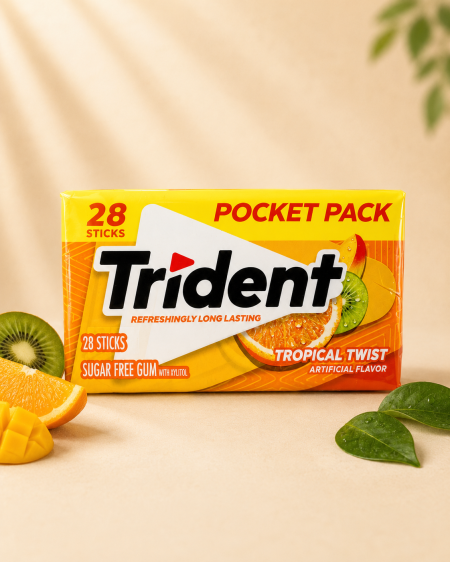 علكة خالية من السكر من Trident – نكهة الفواكه الاستوائية – 28 قطعة