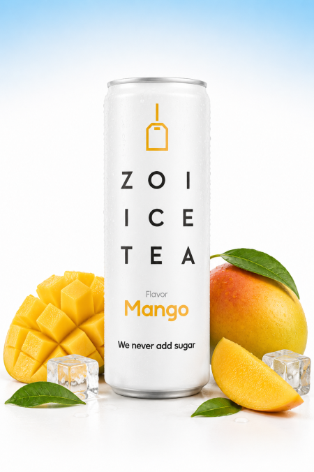 شاي مثلج ( Ice Tea ) بالمانجا بدون سكر من Zoi – 320مل