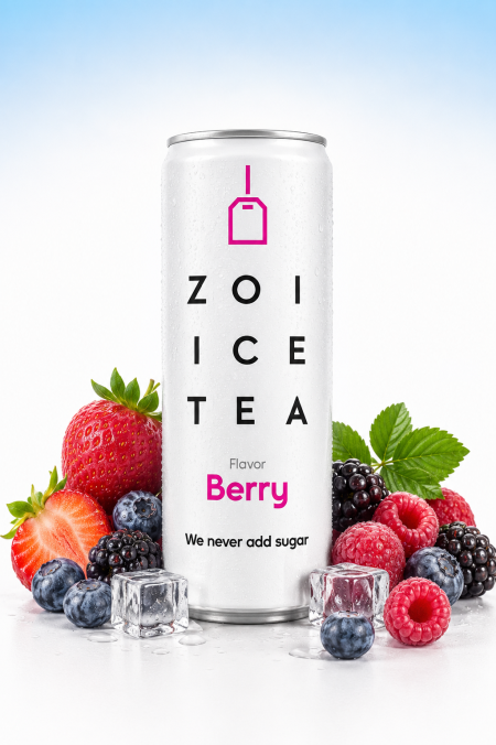 شاي مثلج ( Ice Tea ) بالتوت البري بدون سكر من Zoi – 330 مل