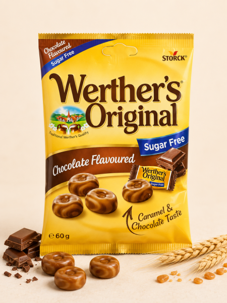 حلوى ملبس الكراميل والشوكولاتة Werther's Original بدون سكر