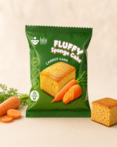 كيك إسفنجي منزلي بنكهة الجزر بدون سكر وبدون لاكتوز مضاف من Laly Bakery