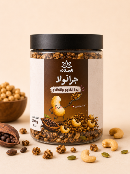جرانولا بزبدة الكاجو والكاكاو من الجنات – 300 غم