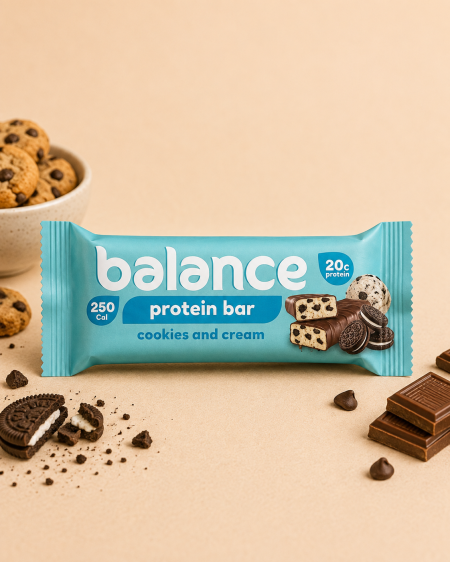 بروتين بار Balance على بالبروتين 20غم بروتين وزن 70غم بنكهة الكوكيز والكريمة