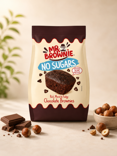 كيك براوني بدون سكر Mr. Brownie تحتوي 8 قطع