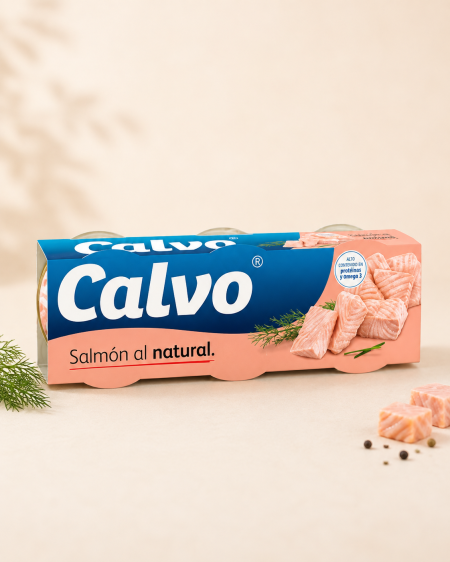 شرائح سلمون طبيعي Calvo ، 3 علب