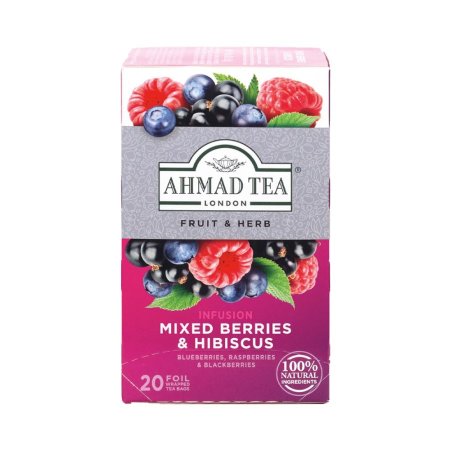 شاي أعشاب طبيعية كركديه وتوت Ahmad Tea