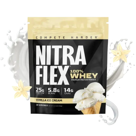 بروتين باودر Nitra flex 100%whey Protein نكهة ايس كريم فانيلا