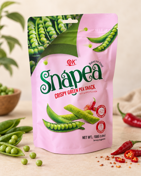 شيبس البازلاء المقرمش الحار من Snapea – نكهة حارة – 108 غم