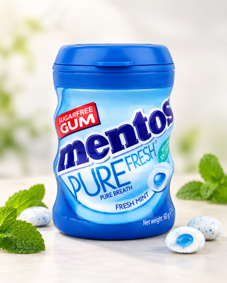 علكة منتوس خالية من السكر بنكهة النعناع المنعش 60 غم من Mentos