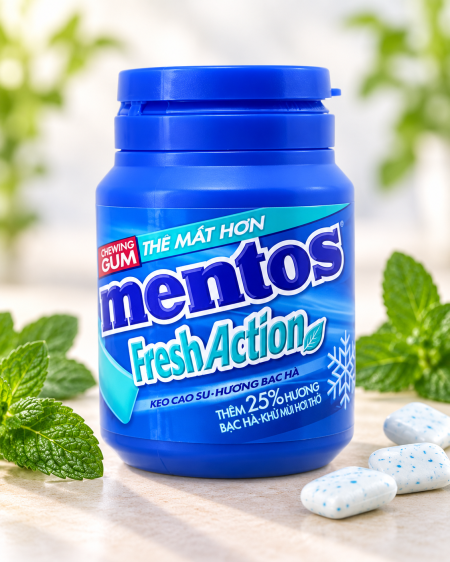 علكة منتوس خالية من السكر بنكهة النعناع المنعش من Mentos