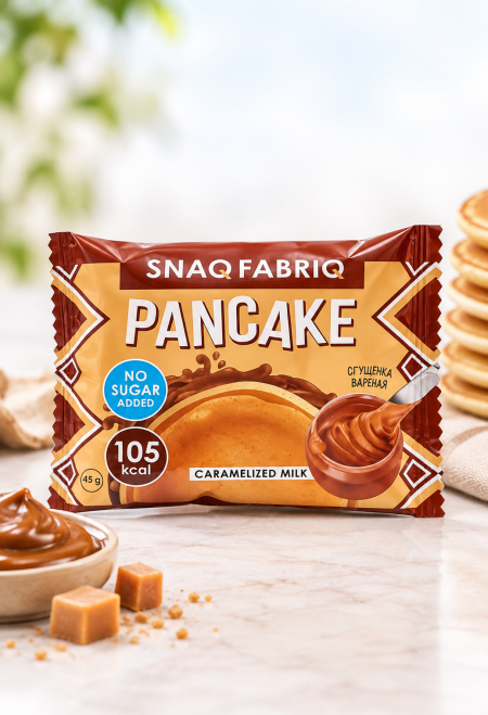 بان كيك بحشوة الحليب المكرمل بدون سكر مضاف من Snaq Fabriq – 45 غرام