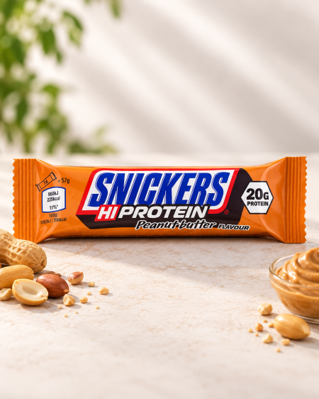 بروتين بار بنكهة زبدة الفول السوداني 57 غم 20 غم بروتين من Snickers