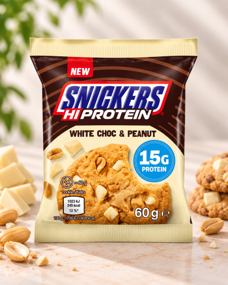 كوكيز بروتين بالشوكولاتة البيضاء والفول السوداني 60 غم 15 غم بروتين من Snickers