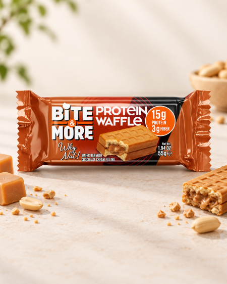 وافل بروتين 15غم بروتين Protein Waffle بنكهة الكراميل