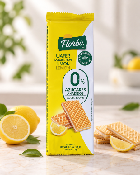 ويفر بدون سكر مضاف بنكهة الليمون 150 غم من Florbú