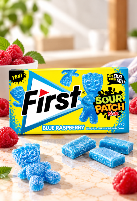 علكة حامضة بنكهة التوت الأزرق 27غم من First