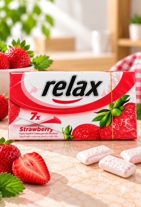 علكة خالية من السكر بنكهة الفراولة من Relax