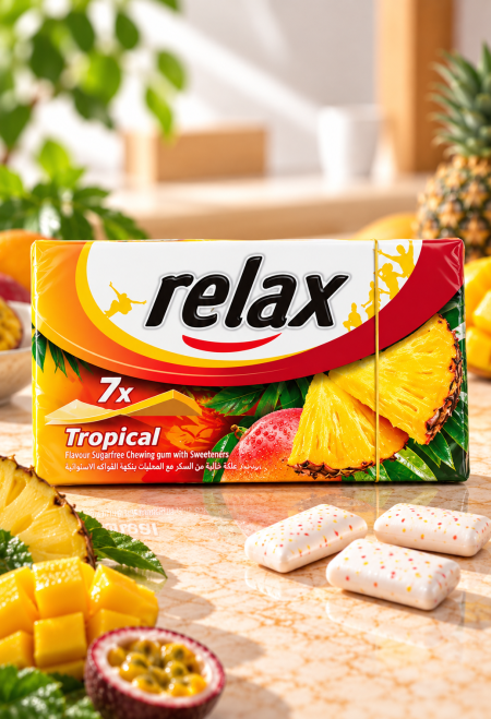 علكة خالية من السكر بنكهة الفواكه الاستوائية من Relax