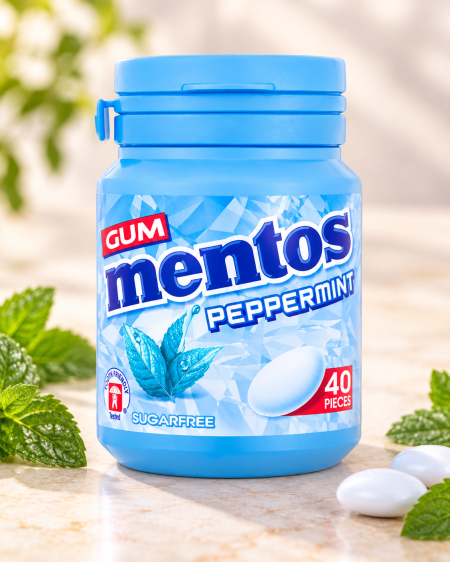 علكة خالية من السكر بنكهة النعناع الفلفلي 40 قطعة من Mentos