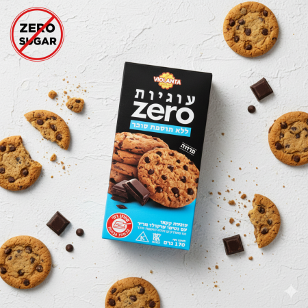 بسكوت كاكاو هش مع رقائق شوكولاتة داكنة بدون سكر مضاف 170غم