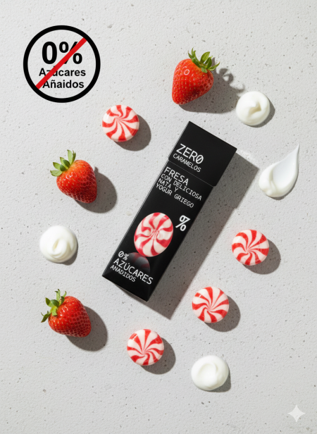 سكاكر ZERO بدون سكر مضاف بطعم الفراولة وكريم الحليب