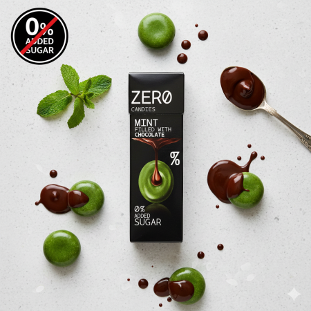 سكاكرZERO  بطعم النعنع محشوة شوكولاتة بدون سكر مضاف
